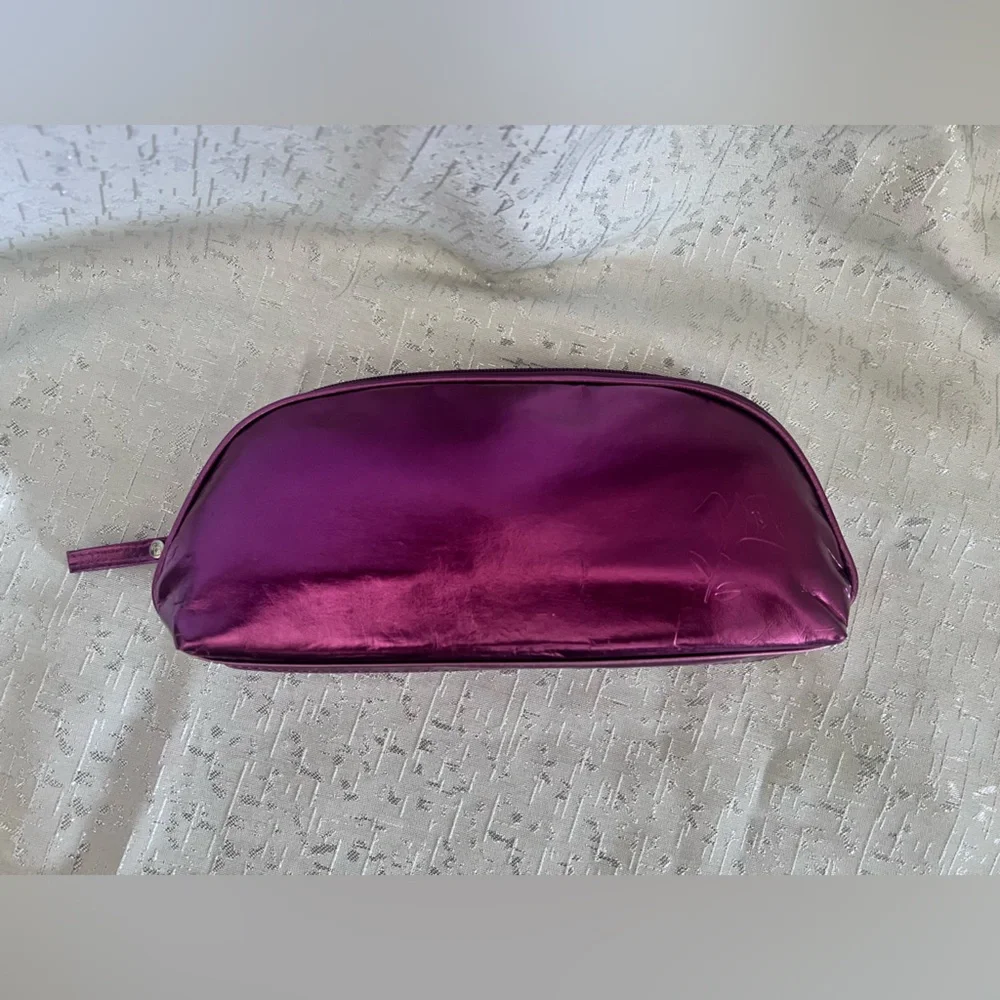 Purple Cosmetic Bag with Curved Shape and Sheen
